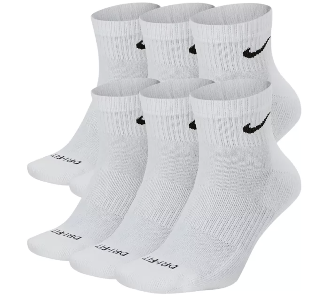 Nike Unisex 6 Pk Dri FIT Quarter Socks Nike Unisex 6 Pk Dri FIT Quarter Socks