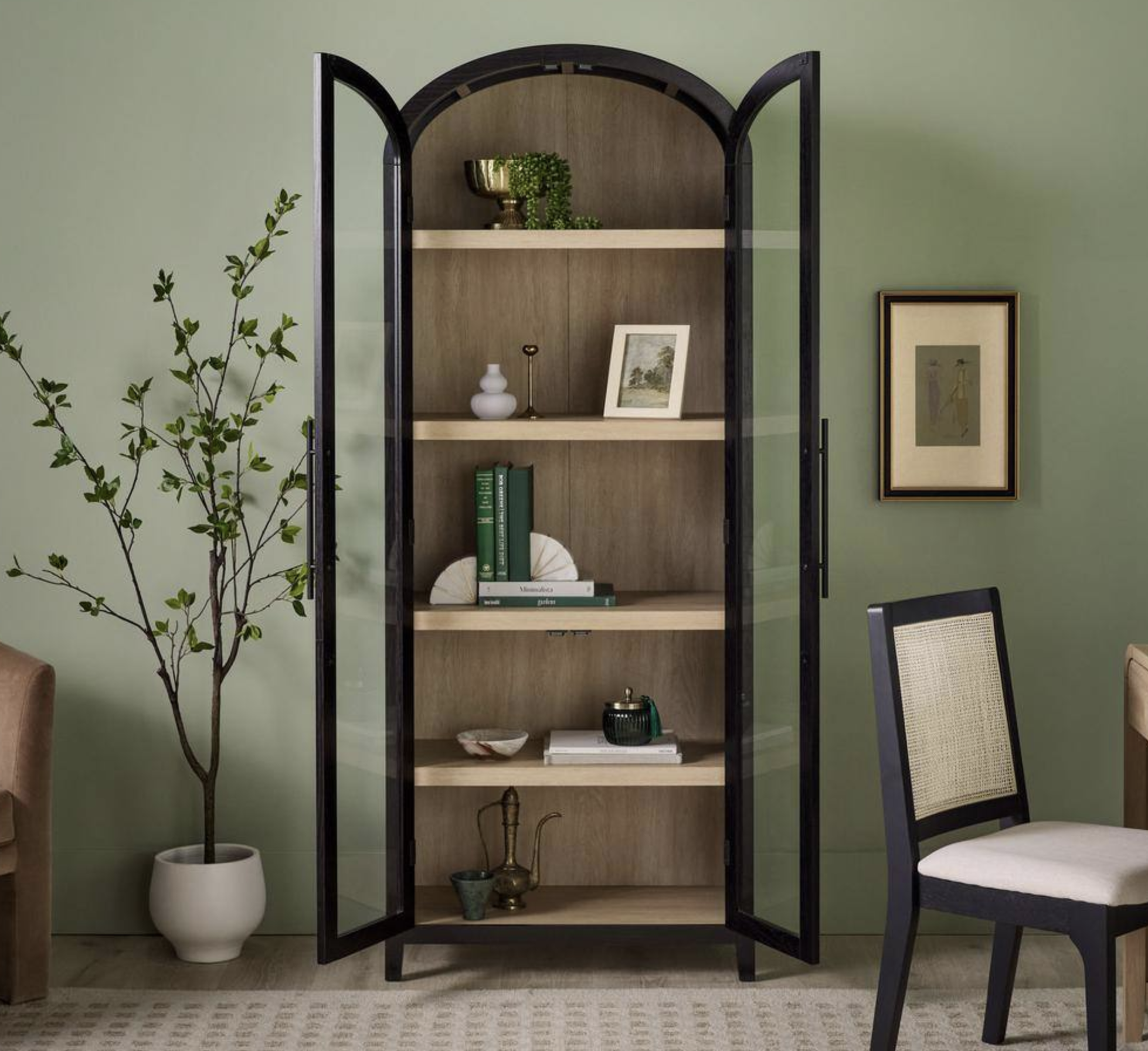 Welwick Designs Arched 76 in Tall Black Wood 5 Shelf Bookcase with Full Length Glass Doors Welwick Designs Arched 76 in Tall Black Wood 5 Shelf Bookcase with Full Length Glass Doors