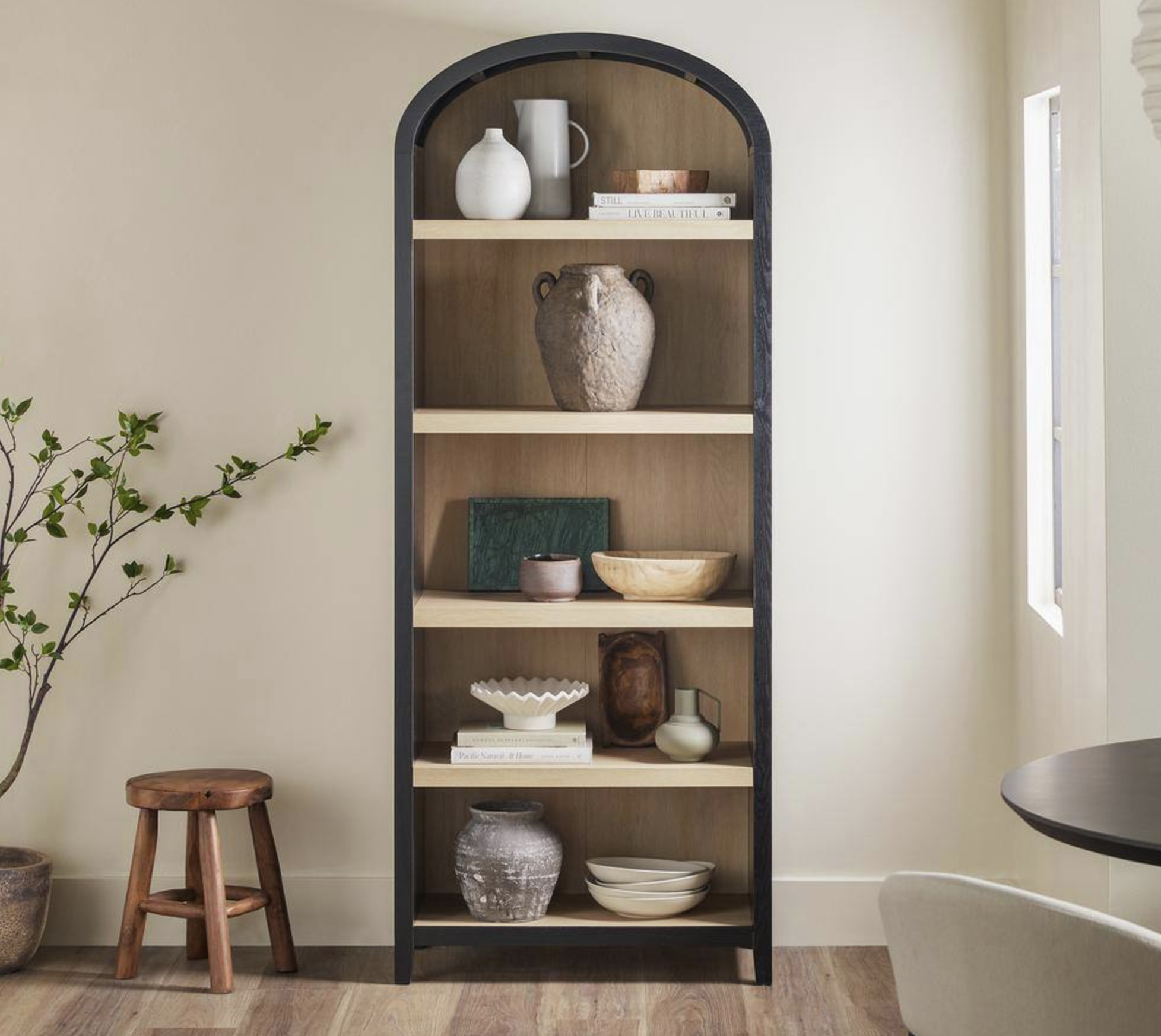Welwick Designs Arched 76 in Tall Black Wood 5 Shelf Bookcase with Open Front Storage Design Welwick Designs Arched 76 in Tall Black Wood 5 Shelf Bookcase with Open Front Storage Design