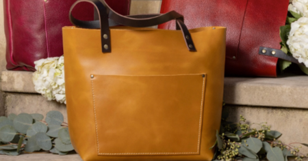 port and leather bag