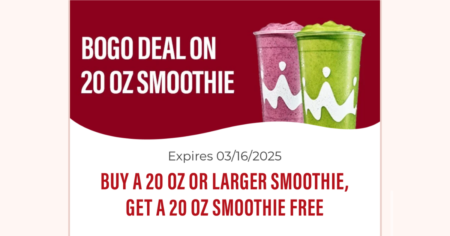 Buy One Get One 20oz or Larger Smoothies at the Smoothie King