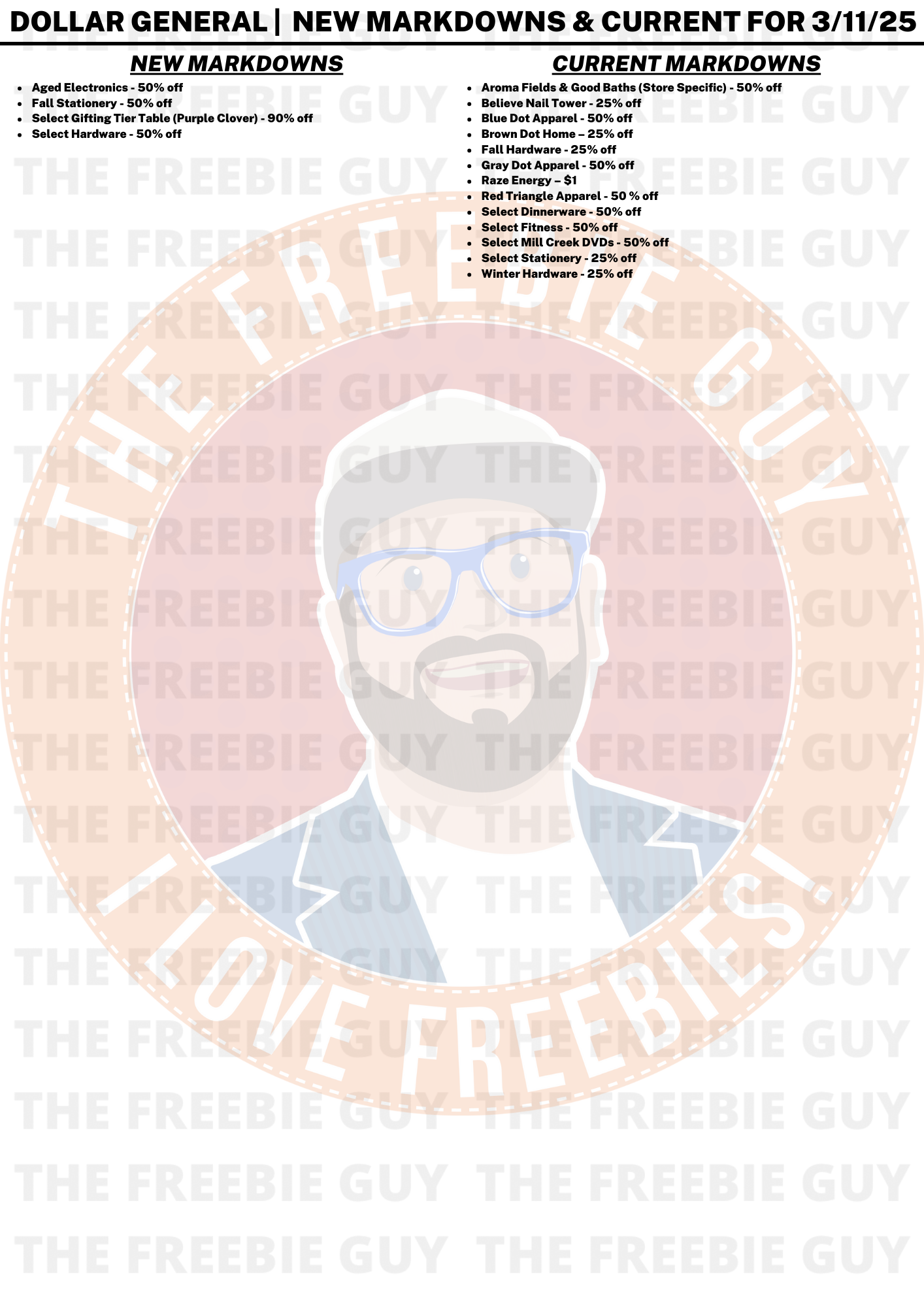 DOLLAR GENERAL NEW MARKDOWNS CURRENT FOR MARCH 11 2025 DOLLAR GENERAL NEW MARKDOWNS CURRENT FOR MARCH 11 2025