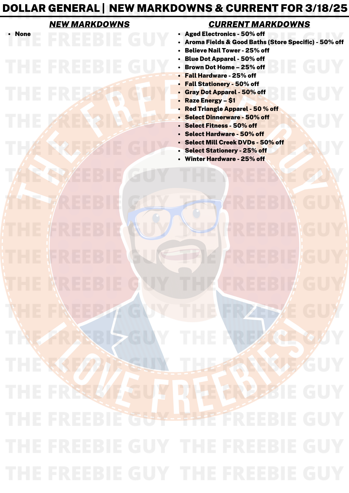 DOLLAR GENERAL NEW MARKDOWNS CURRENT FOR MARCH 18 2025 DOLLAR GENERAL NEW MARKDOWNS CURRENT FOR MARCH 18 2025