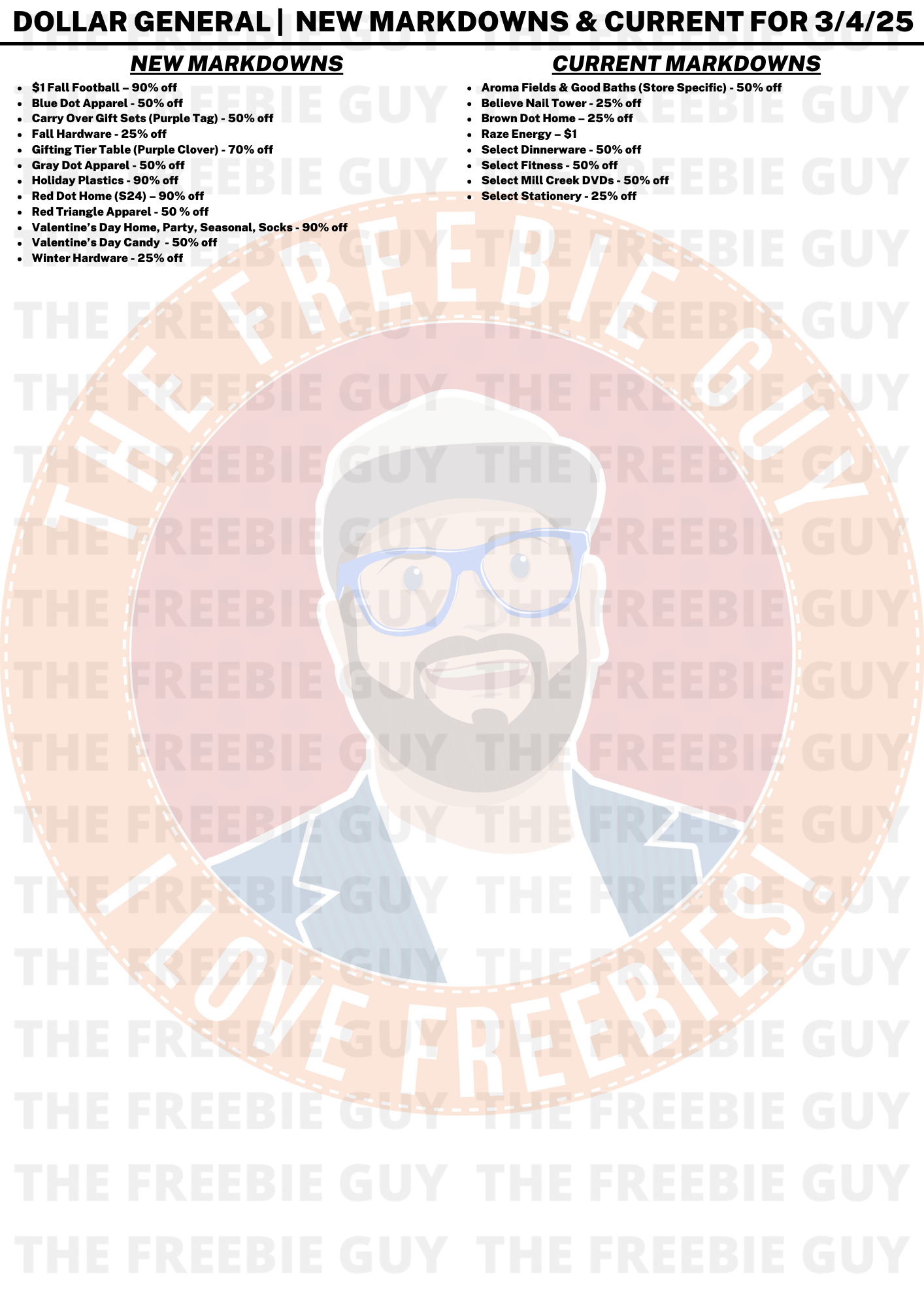 DOLLAR GENERAL NEW MARKDOWNS CURRENT FOR MARCH 4 2025 DOLLAR GENERAL NEW MARKDOWNS CURRENT FOR MARCH 4 2025