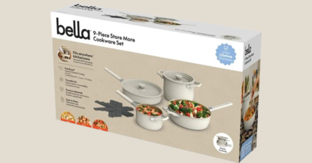 bella 9 pc storemore cookware set