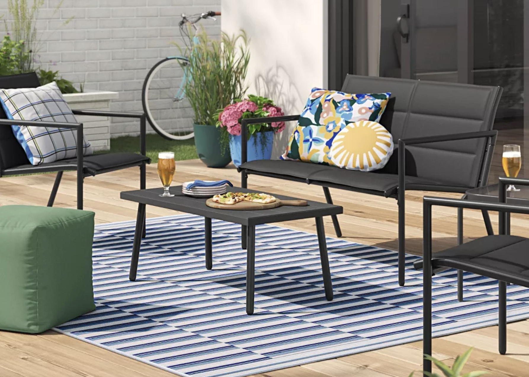 4pc Padded Sling Patio Conversation Set 4pc Padded Sling Patio Conversation Set