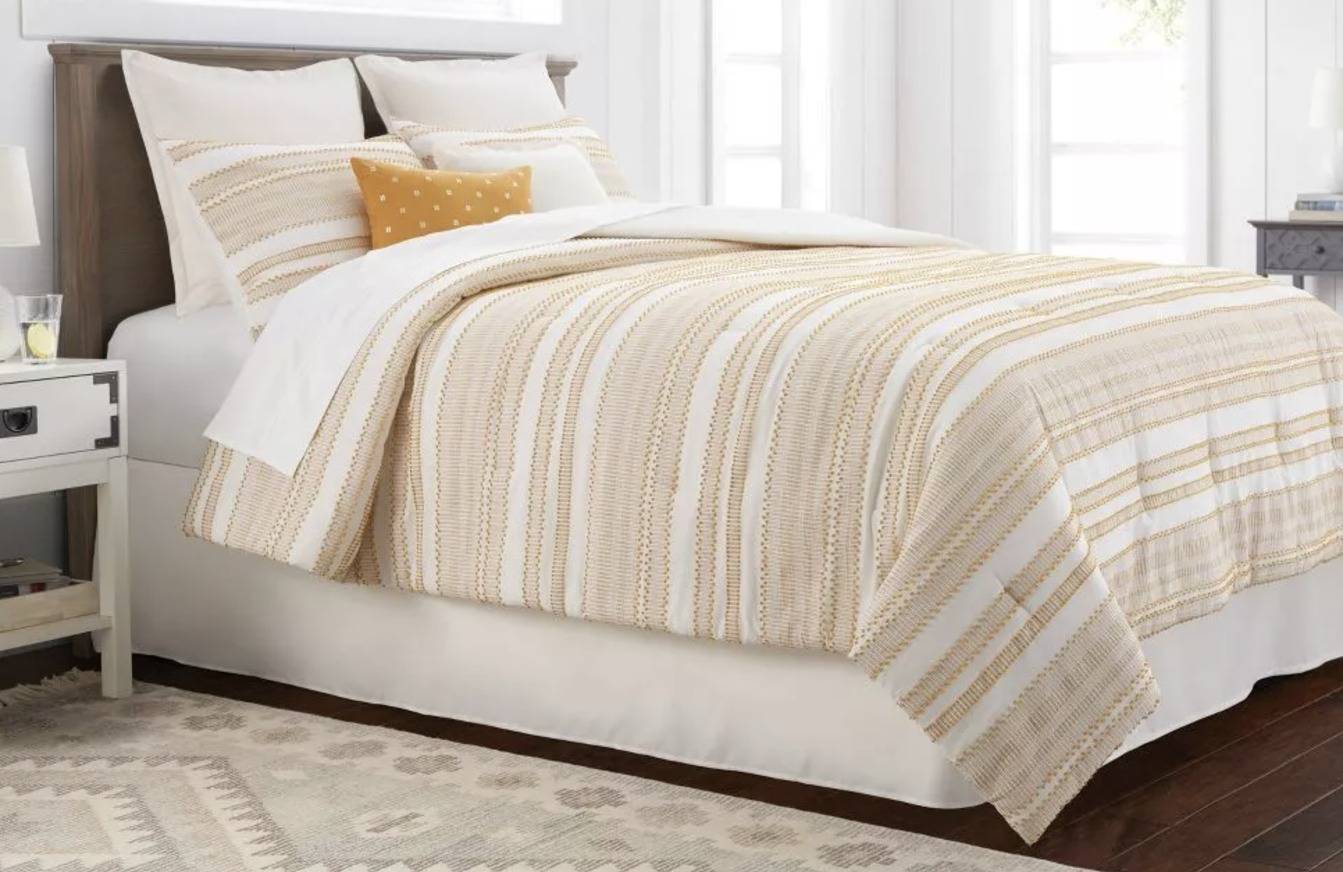 8pc Queen Whately Comforter Set Yellow:Off White Threshold