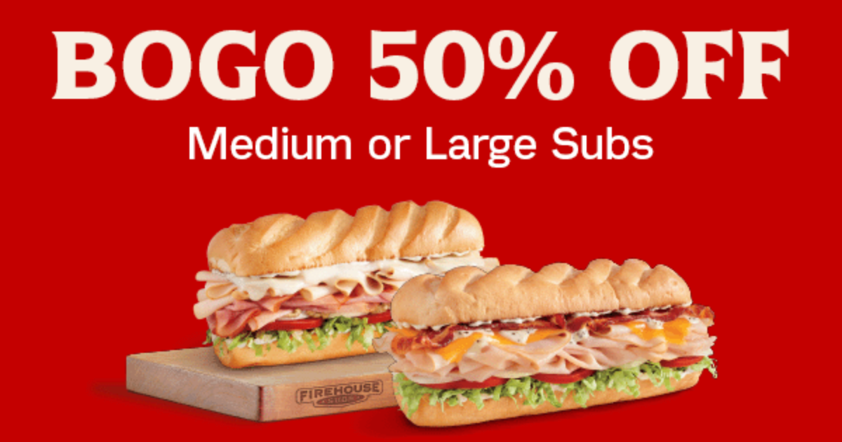 Buy One Get One 50% off Medium or Large Subs at Firehouse Subs
