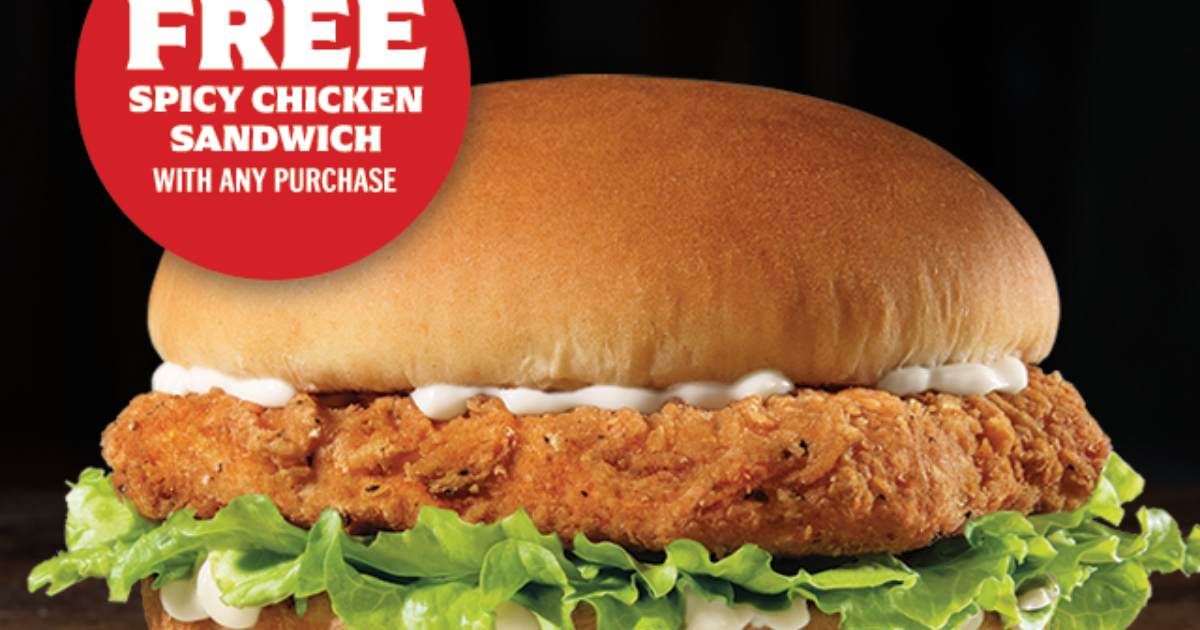 Carl s Jr Free Spicy Chicken Sandwich with any purchase Carl s Jr Free Spicy Chicken Sandwich with any purchase