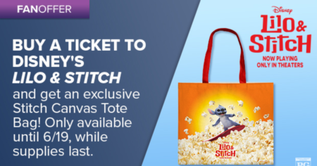 FREE Lilo Stitch Tote Bag with Fandango Movie Ticket Purchase