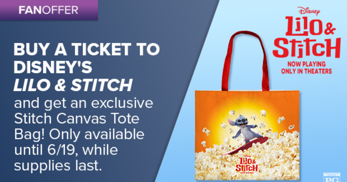FREE Lilo Stitch Tote Bag with Fandango Movie Ticket Purchase