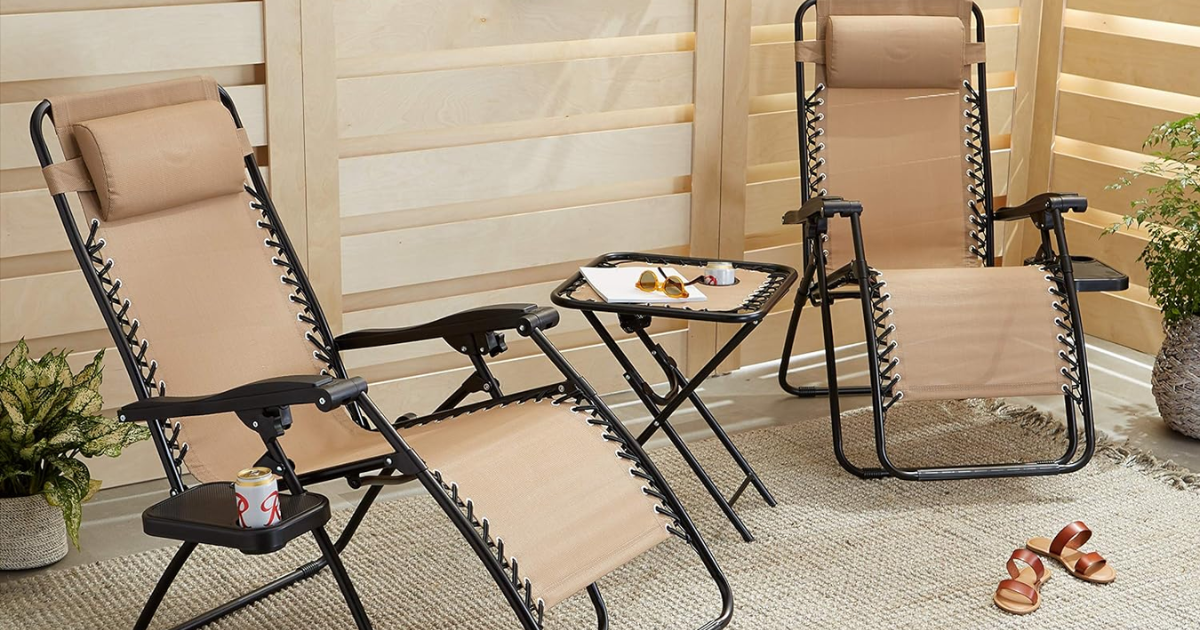 ZERO GRAVITY CHAIRS AND TABLE