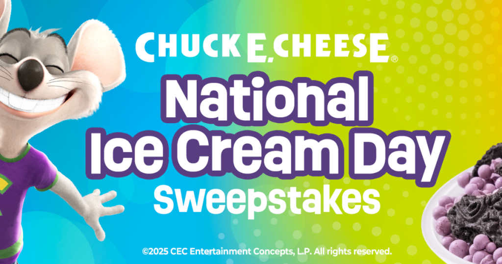 DIPPIN’ DOTS CHUCK E CHEESE NATIONAL ICE CREAM DAY SWEEPSTAKES