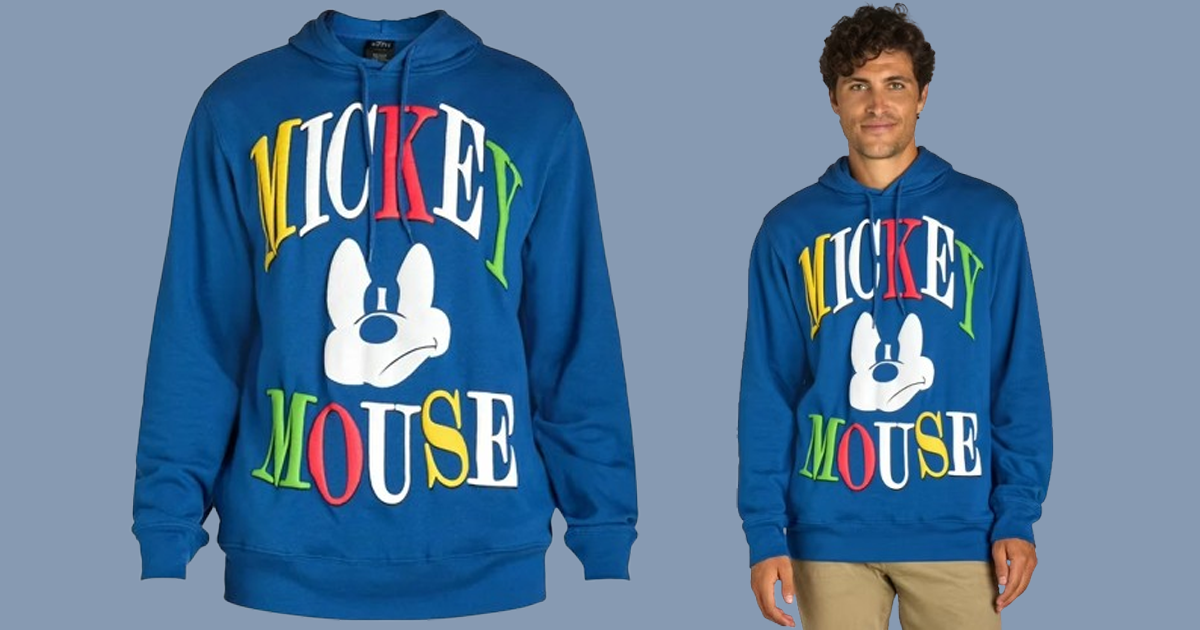 Disney mens mickey mouse puff stare stlye graphic hoodie