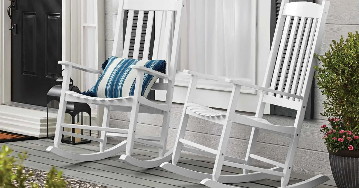 Mainstays Outdoor Wood Porch Rocking Chair 2 pack