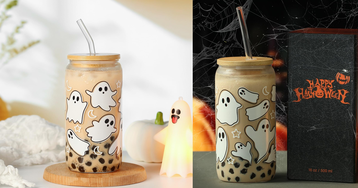 Halloween Ghost Glass Cup With Lids